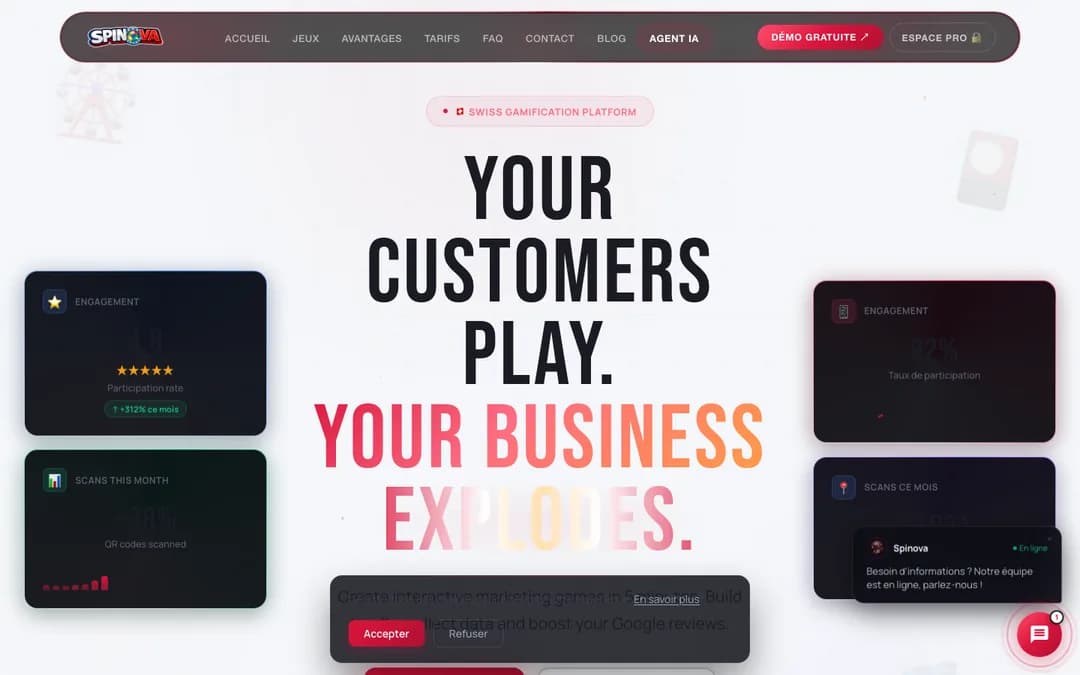 Spinova - startup tech - capture du site